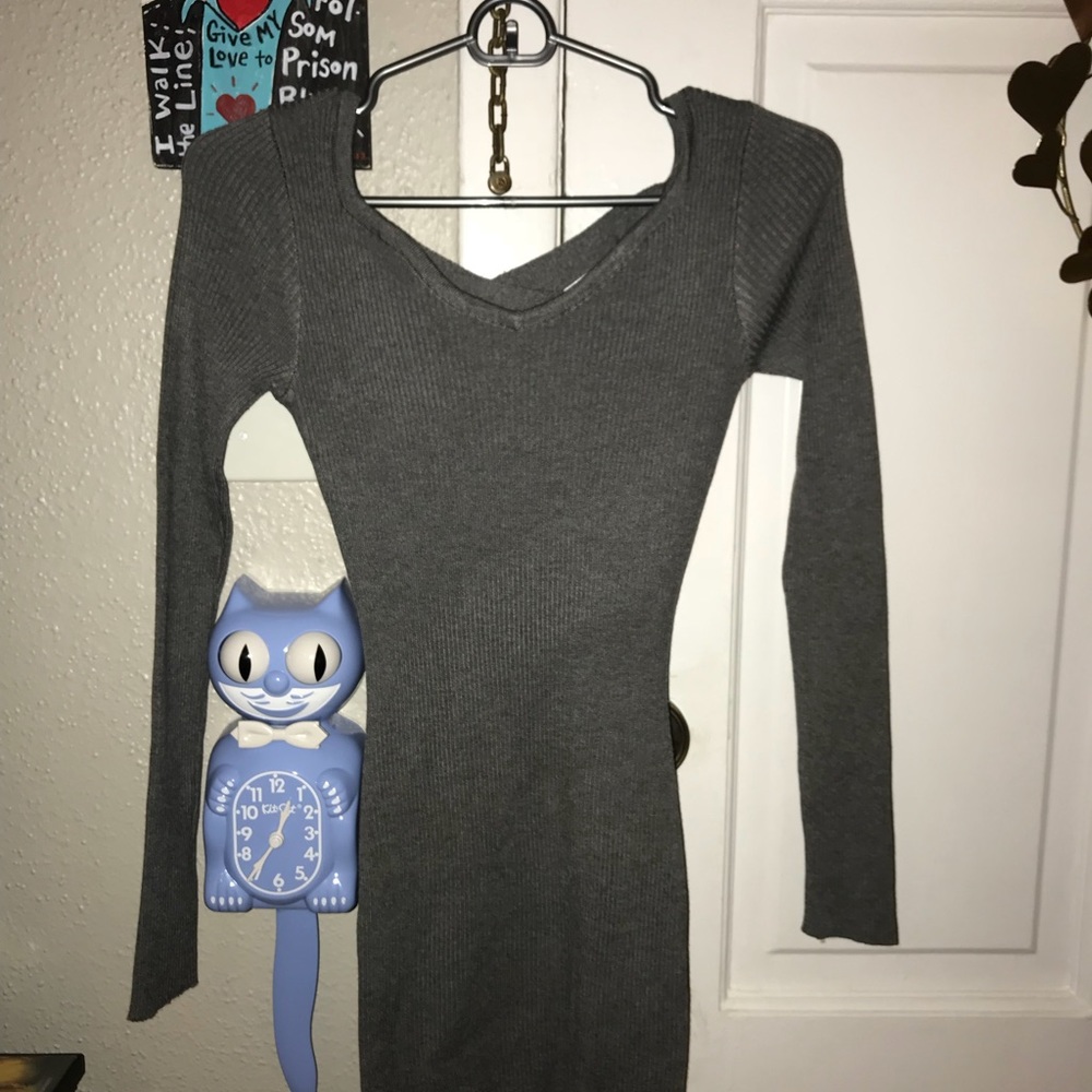 XS sweater dress/tunic charcoal cross back
